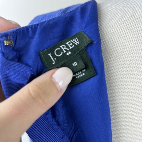 J.Crew Sleeveless Blue Textured Sheath Flare Tank Dress Womens Size 10 - Picture 2 of 7